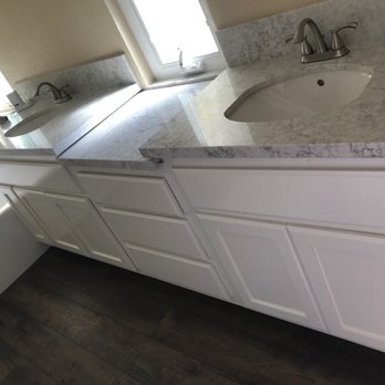 Don's Country Cabinets - New master bathroom vanity finished with painting and quartz countertop - Cabinetry Near Me