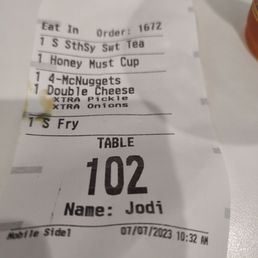 Table I was at food I ordered