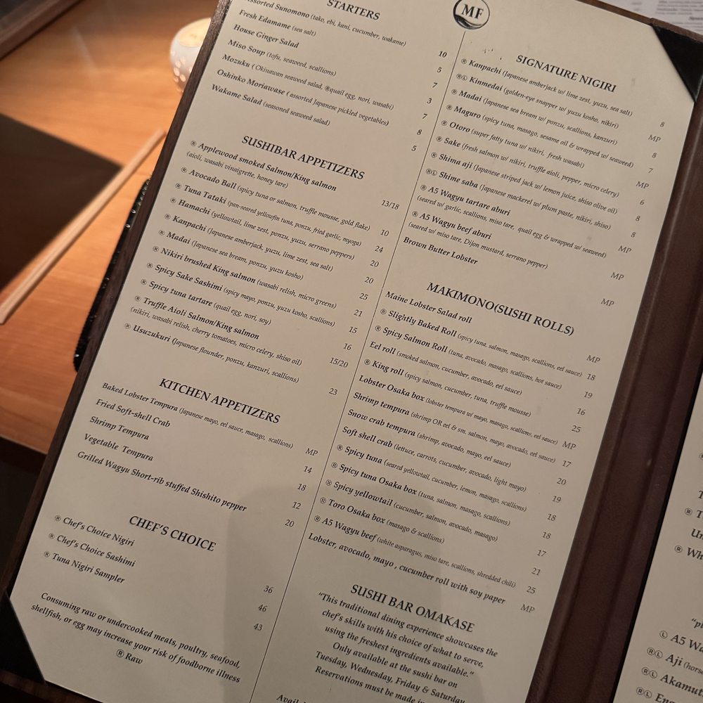 MF Sushi - Menu - Sushi Bars Near Me - Houston, Texas MF Sushi - Menu - Sushi Bars Near Me - Houston, Texas
