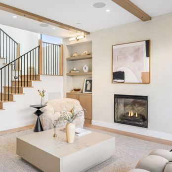 ODM Construction - Living room remodel with fireplace, custom built-ins, and open staircase - General Contractors Near Me - Agoura Hills, California ODM Construction - Living room remodel with fireplace, custom built-ins, and open staircase - General Contractors Near Me - Agoura Hills, California