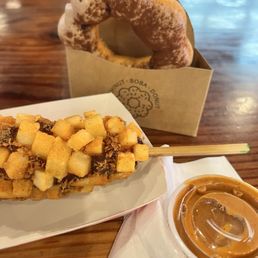 Korean Corndig, tiramisu mochi donut Korean Corndig, tiramisu mochi donut