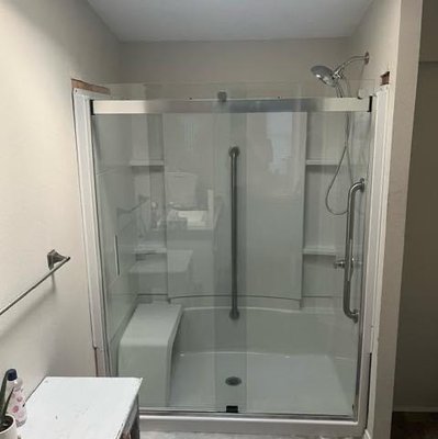 Shower Remodel - This was a remodel of a basement bathroom with a new shower and vanity put in. Shower Remodel - This was a remodel of a basement bathroom with a new shower and vanity put in.