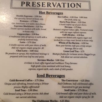 Preservation Coffee & Tea - Menu 9.2015 - Coffee & Tea Near Me - Modesto, California Preservation Coffee & Tea - Menu 9.2015 - Coffee & Tea Near Me - Modesto, California