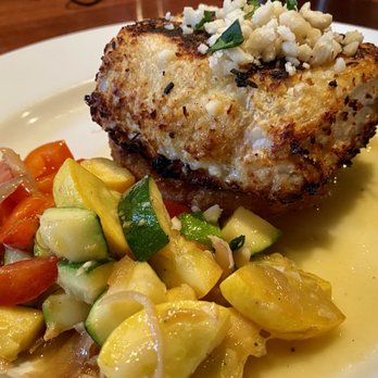Wild River Grille - Coconut Crusted Mahi Mahi $27 A honey mandarin creme, toasted macadamia nuts, parmesan risotto cake, summer squash medley - New American Near Me - Reno, Nevada Wild River Grille - Coconut Crusted Mahi Mahi $27 A honey mandarin creme, toasted macadamia nuts, parmesan risotto cake, summer squash medley - New American Near Me - Reno, Nevada
