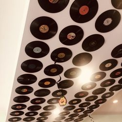Angel's Drive In - Retro records on ceiling .