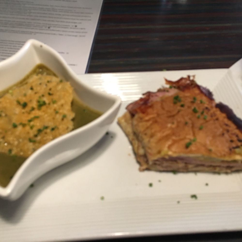 Sisserou's Caribbean Restaurant & Catering - 1/2 Cuban sandwich with Callaloo soup - Caribbean Near Me - Tulsa, Oklahoma