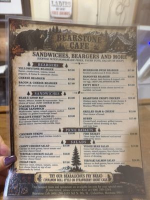Menu photo 1 Bearstone Cafe Columbus, MT