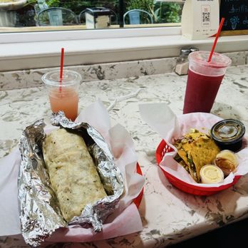 Tacos Don Chai - Super Burrito ordered, with small guava and berry fresca - Breakfast & Brunch Near Me - Martinez, California Tacos Don Chai - Super Burrito ordered, with small guava and berry fresca - Breakfast & Brunch Near Me - Martinez, California