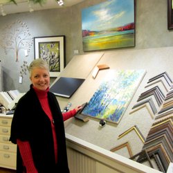 Lake Effect Gallery - Friendly, fun and experienced art framing services by Carrie & Debby. (Debby shown)