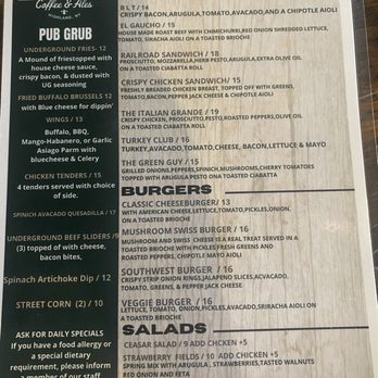 Underground Coffee & Ales - Menu - Cafes Near Me - Highland, New York Underground Coffee & Ales - Menu - Cafes Near Me - Highland, New York