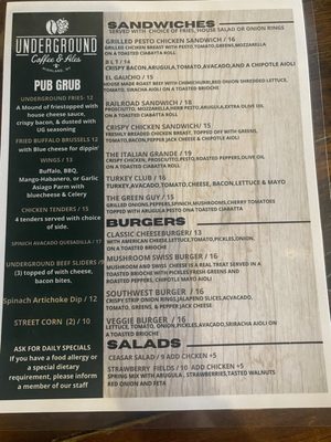 Menu photo 8 Underground Coffee & Ales Highland, NY