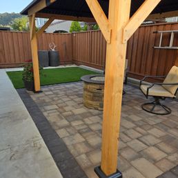 Concrete paver patio with artificial turf and new gazebo. Concrete paver patio with artificial turf and new gazebo.