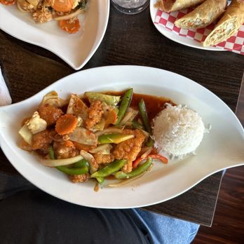 Tai Kitchen - Sweet & Sour Chicken with Pork Egg Rolls - Thai Near Me - Branson, Missouri