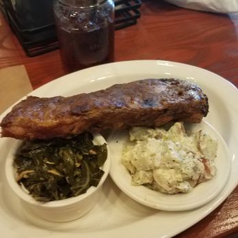 Julep Kitchen & Bar - Entree: St. Louis Ribs 1/2 Rack, Collard Greens, & Potato Salad. - Barbeque Near Me - Annapolis, Maryland
