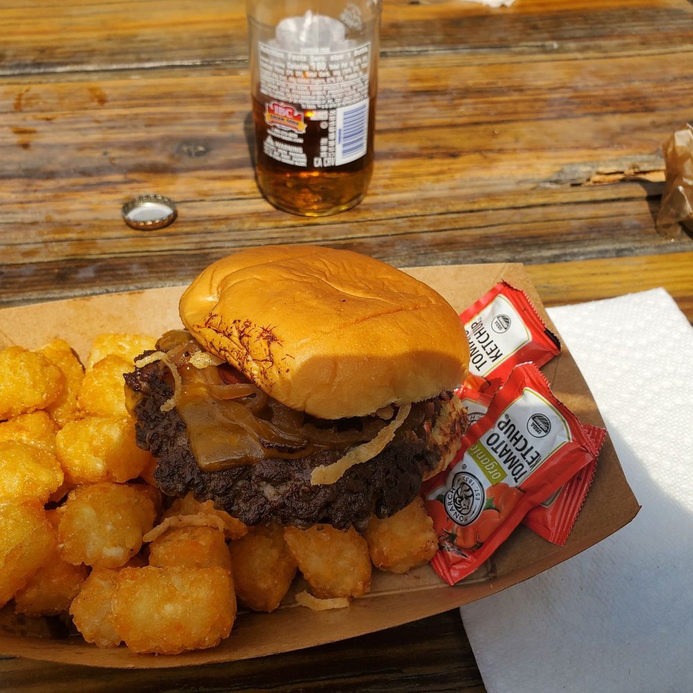 Mess Hall - Sanburger with tots and a cream soda - Burgers Near Me - Wilmington, North Carolina Mess Hall - Sanburger with tots and a cream soda - Burgers Near Me - Wilmington, North Carolina