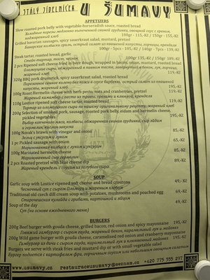 Menu photo 6 U Šumavy Praha 2, PR Menu photo 6 U Šumavy Praha 2, PR