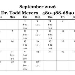 Cave Creek Chiropractic - September Adjusting Hours