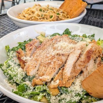 California Pasta - Cajun chicken linguine (back), chicken Caesar w avocado (front) - Italian Near Me - Santa Barbara, California California Pasta - Cajun chicken linguine (back), chicken Caesar w avocado (front) - Italian Near Me - Santa Barbara, California
