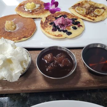 Tata's Cafe - The pancake sample along with their signature buttery syrup and home made whipcream.. #yesplease - Breakfast & Brunch Near Me - Hawthorne, California Tata's Cafe - The pancake sample along with their signature buttery syrup and home made whipcream.. #yesplease - Breakfast & Brunch Near Me - Hawthorne, California