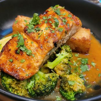 Hub Tavern + Grill - Salmon on rice cake - Pubs Near Me - Kalamazoo, Michigan Hub Tavern + Grill - Salmon on rice cake - Pubs Near Me - Kalamazoo, Michigan