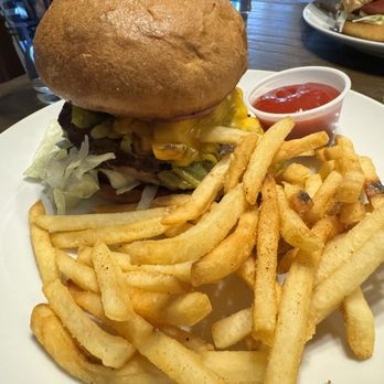 Two Cranes Bistro and Brew - Green chile Cheese Burger - Comfort Food Near Me - Albuquerque, New Mexico Two Cranes Bistro and Brew - Green chile Cheese Burger - Comfort Food Near Me - Albuquerque, New Mexico