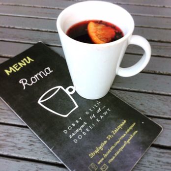 Cafe Roma - Wino grzane z pomarańczą i goździkami 12 zł - Cafes Near Me - Zakopane, Massachusetts