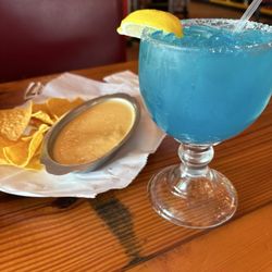 Mi Tierra Authentic Mexican Restaurant - Blue margarita and Queso