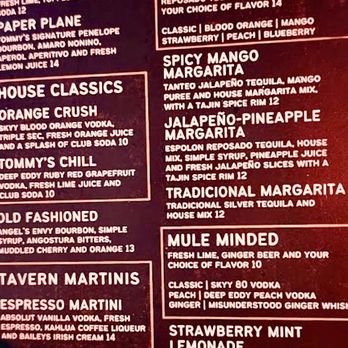 Tommy’s Tavern + Tap - Cocktail Menu - American Near Me - Bridgewater Township, New Jersey Tommy’s Tavern + Tap - Cocktail Menu - American Near Me - Bridgewater Township, New Jersey