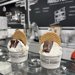 Fratelli Perelli - He topped our gelato with homemade whip cream, chocolate drizzle and a waffle