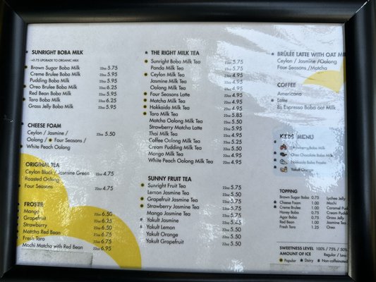 Menu photo 2 Sunright Tea Studio - U District Seattle, WA