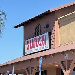 Sumabi - Front of restaurant sign directly across street from stater bros market