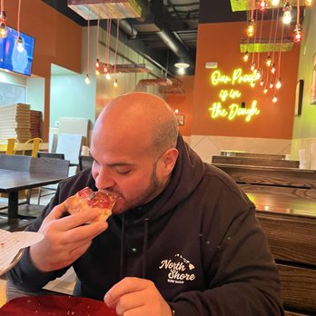 Old School Pizzeria - My Hubby enjoying the Margarita Pizza!! - Pizza Near Me - Las Vegas, Nevada Old School Pizzeria - My Hubby enjoying the Margarita Pizza!! - Pizza Near Me - Las Vegas, Nevada