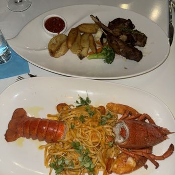 Limani - Washington - Lamb chops (way overcooked and slightly burned) and lobster pasta (mushy pasta and rubbery lobster) - Mediterranean Near Me - Washington, DC, District of Columbia