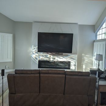 OC Elite Remodeling - Our new accent TV wall and fireplace with custom order quartz backdrop. - General Contractors Near Me - Mission Viejo, California OC Elite Remodeling - Our new accent TV wall and fireplace with custom order quartz backdrop. - General Contractors Near Me - Mission Viejo, California