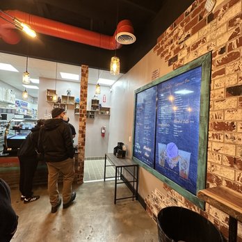 Cafe 86 - Inside - there's an LED menu on the wall! - Cafes Near Me - Mountain View, California