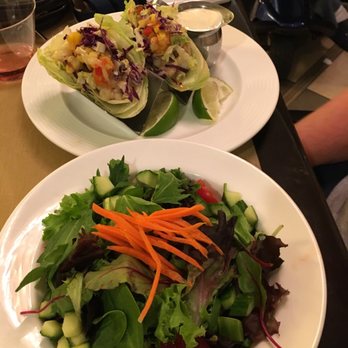 B-Line Diner - Shrimp lettuce tacos and a side salad. 5/25/18 - American Near Me - Orlando, Florida