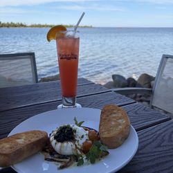 Harbor Haus Restaurant - Drink and app on the patio overlooking Lake Superior