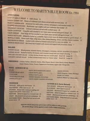 Menu photo 2 Marty's Blue Room Nanticoke, PA