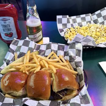 Champ's Pub - Slider burgers with fries - Pubs Near Me - Brighton, Michigan Champ's Pub - Slider burgers with fries - Pubs Near Me - Brighton, Michigan