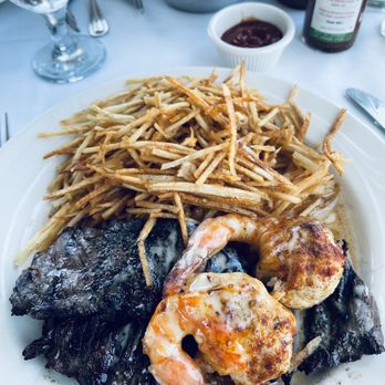 Pier 95 Restaurant - Marina - Skirt steak with jumbo shrimp stuffed with crabmeat and fries - Seafood Near Me - Freeport, New York Pier 95 Restaurant - Marina - Skirt steak with jumbo shrimp stuffed with crabmeat and fries - Seafood Near Me - Freeport, New York