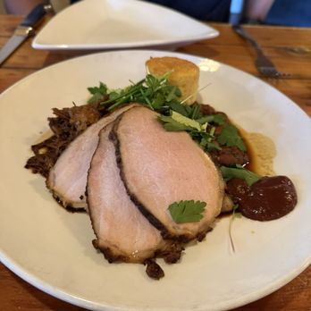 Farm & Table - Pulled pork and pork chops with BBQ sauce and cornbread - New American Near Me - Albuquerque, New Mexico