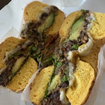Proper Bagel - Veggie burger bagel sandwich - the tomato jam is so delish - Bagels Near Me - Nashville, Tennessee Proper Bagel - Veggie burger bagel sandwich - the tomato jam is so delish - Bagels Near Me - Nashville, Tennessee