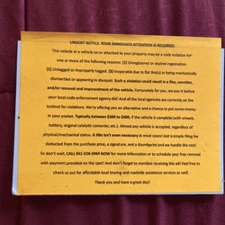 Jarod's Towing - A fraudulent notice made to imitate a penalty notice issued by many municipalities.