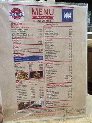 Menu photo 1 Grab and Go Roanoke, VA