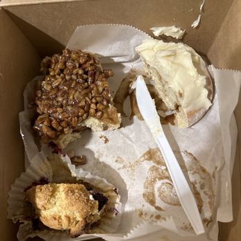 Cinnamon's Bakery - Half of a cinnamon roll, half of  a pecan sticky bun and half of a blueberry muffin. - Bakeries Near Me - Estes Park, Colorado
