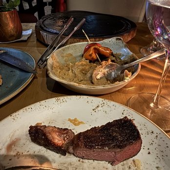RosaNegra Polanco - Cold steak Ala Rosa Negra MX with a side of cold puree. Points for the parilla to warm up my cold food ala Korean BBQ/Benihana vibes. - Steakhouses Near Me - México, D.F., DIF