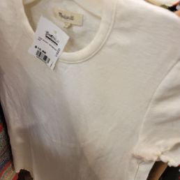 $16.99 for wrinkled, armpit worn, basic top. But hey - it's Madewell. $16.99 for wrinkled, armpit worn, basic top. But hey - it's Madewell.