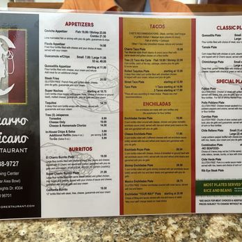 El Charro Mexicano - Menu - front. - Mexican Near Me - Aiea, Hawaii