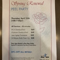 The Franciscan Day Spa - We have Peel Parties throughout the year!