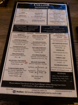 Menu photo 3 Collins Brewhouse Dundas, ON